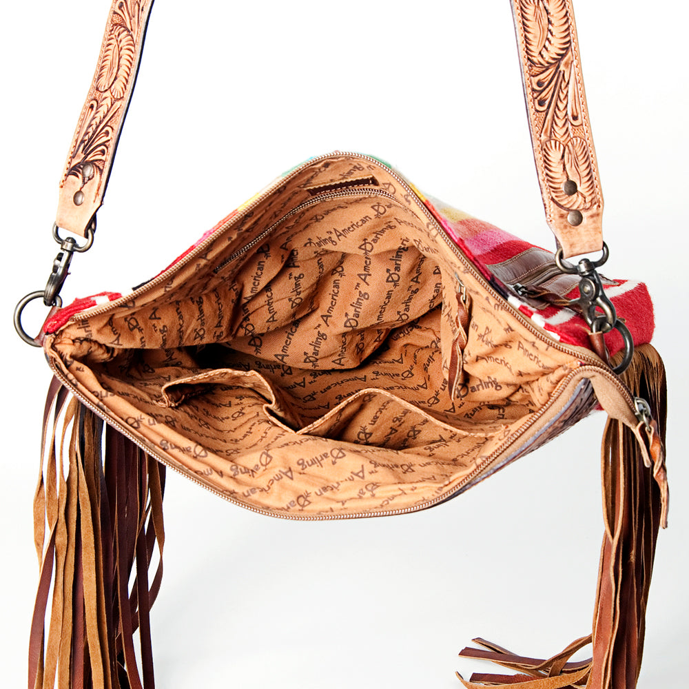 American Darling Hand-Tooled Saddle Blanket Genuine Leather Bag