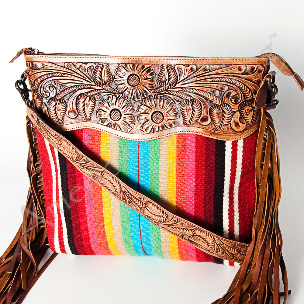 American Darling Hand-Tooled Saddle Blanket Genuine Leather Bag