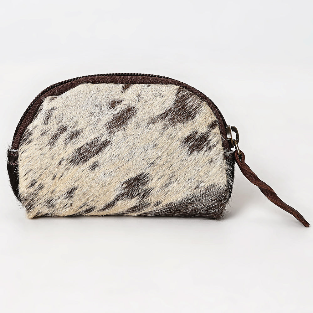 American Darling Coin Purse Bag Handcrafted from Hair-On Cowhide & Genuine Leather with Braided Pull and YKK Zipper