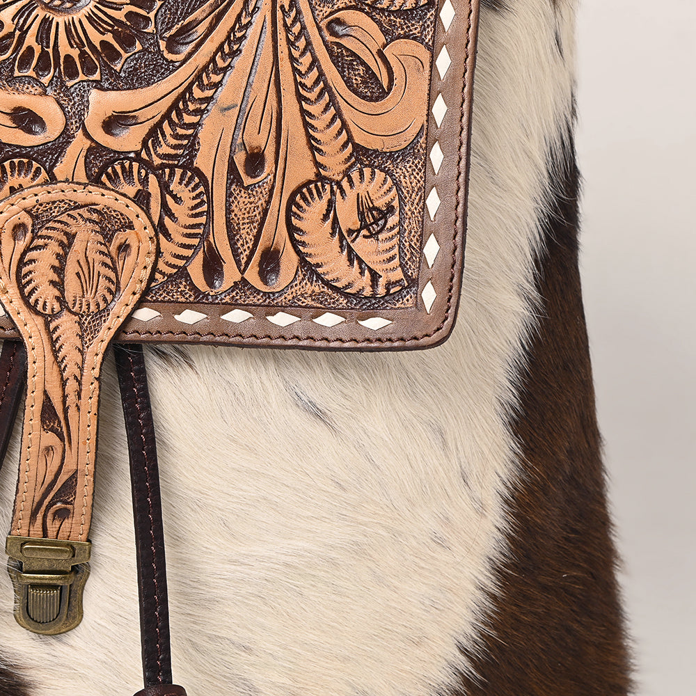 American Darling Hand-Tooled Hair-On Genuine Leather Bag