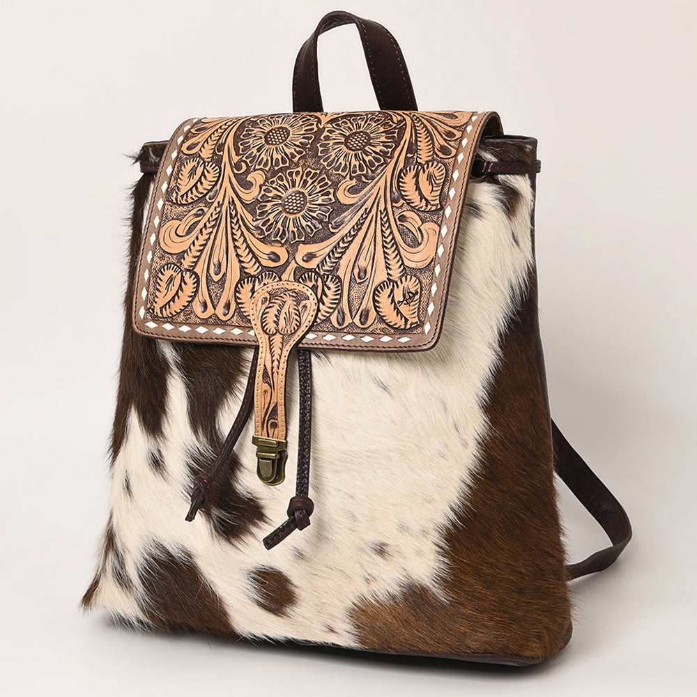 American Darling Hand-Tooled Hair-On Genuine Leather Bag