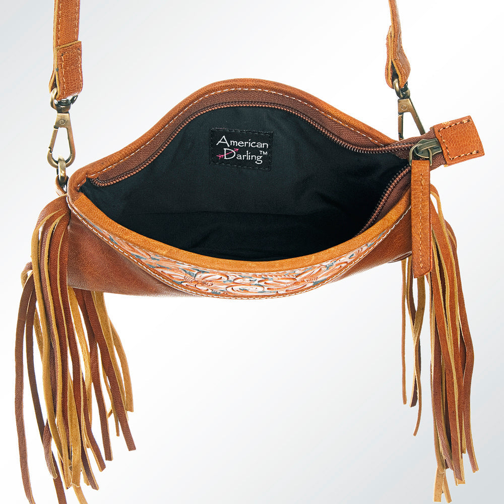 American Darling Small Crossbody Hand Tooled Hair-On Genuine Leather
