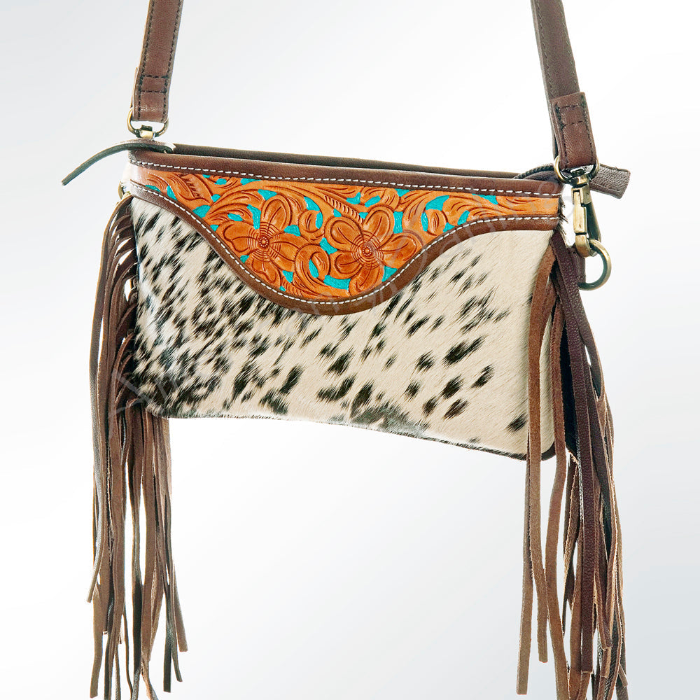 American Darling Small Crossbody Hand Tooled Hair-On Genuine Leather