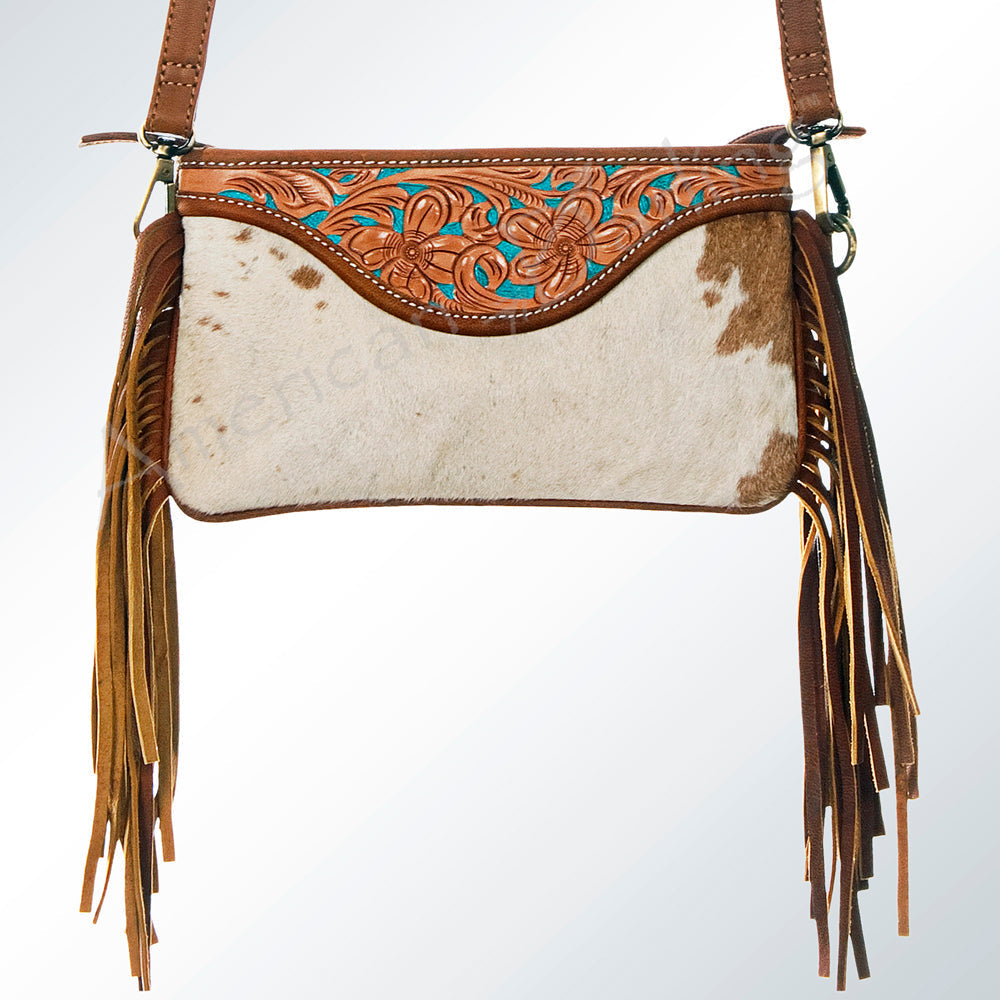 American Darling Small Crossbody Hand Tooled Hair-On Genuine Leather