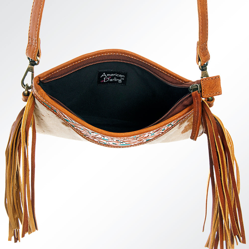 American Darling Small Crossbody Hand Tooled Hair-On Genuine Leather