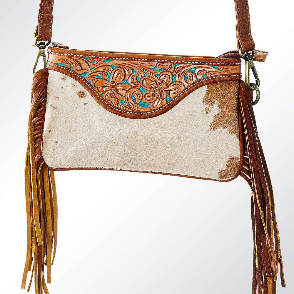 American Darling Small Crossbody Hand Tooled Hair-On Genuine Leather