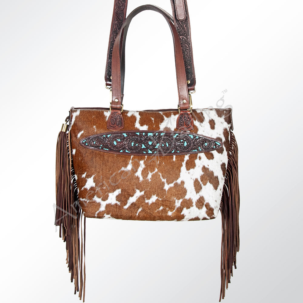 American Darling Hand-Tooled Hair-On Genuine Leather Tote