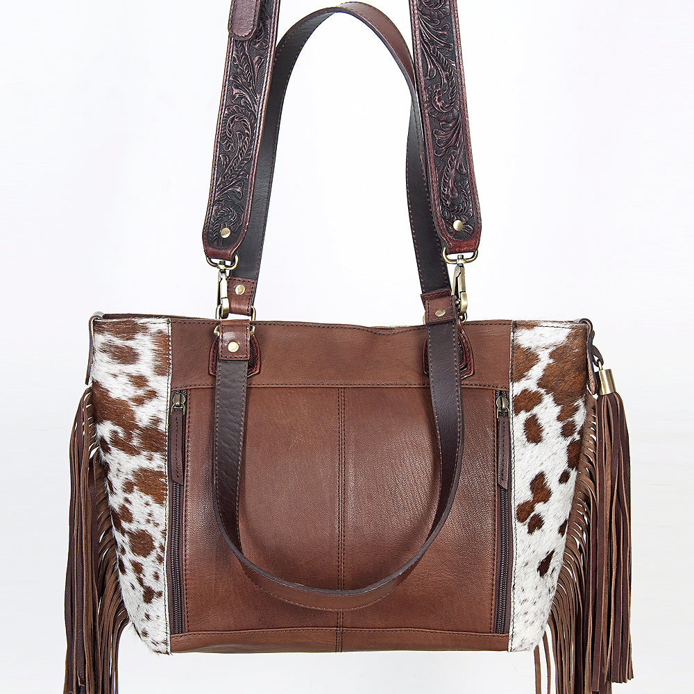 American Darling Hand-Tooled Hair-On Genuine Leather Tote