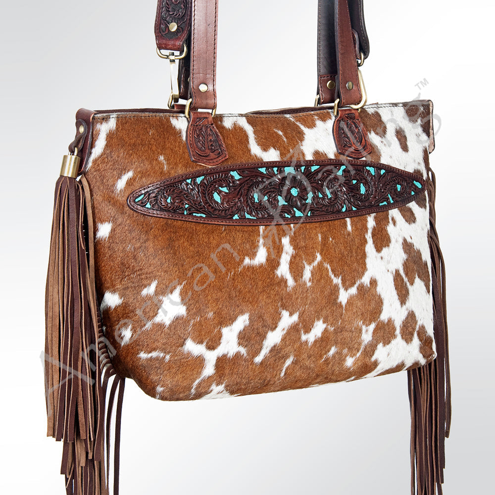 American Darling Hand-Tooled Hair-On Genuine Leather Tote