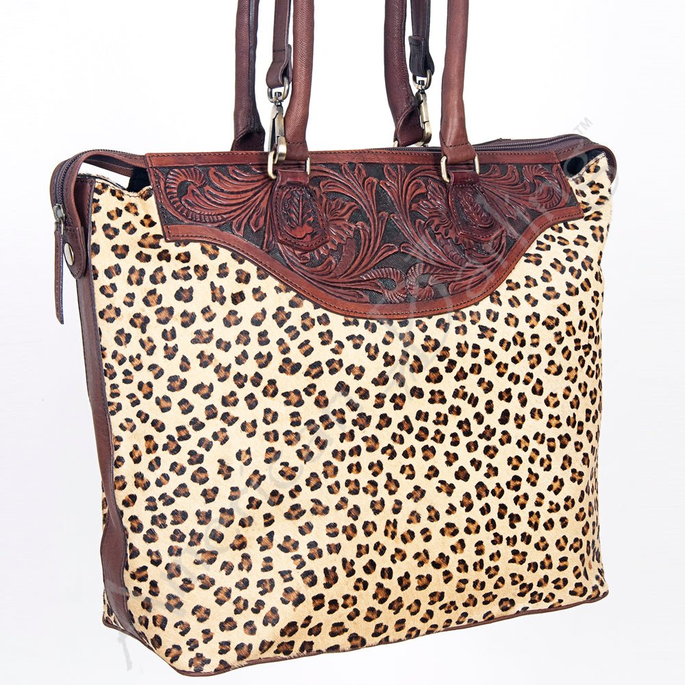 American Darling Tote Hand Tooled Hair-On Genuine Leather