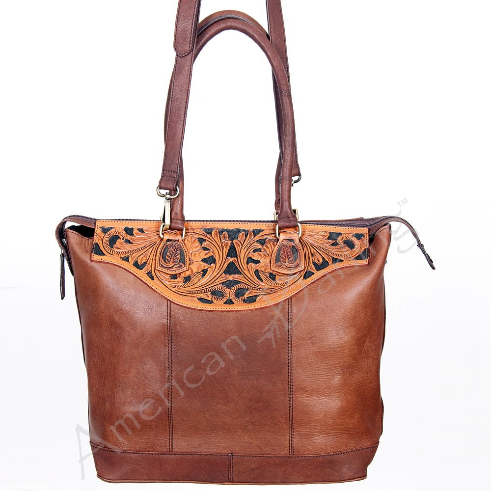 American Darling Tote Hand Tooled Hair-On Genuine Leather