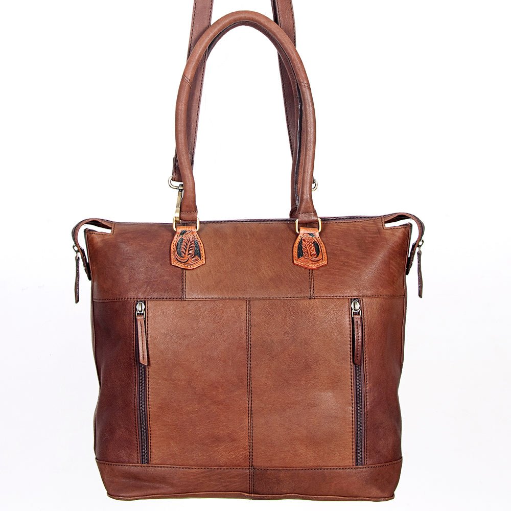 American Darling Tote Hand Tooled Hair-On Genuine Leather