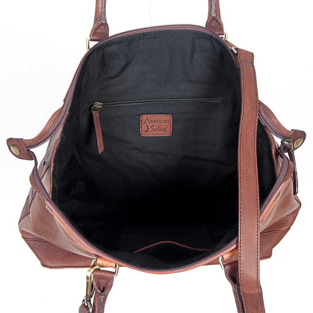 American Darling Tote Hand Tooled Hair-On Genuine Leather