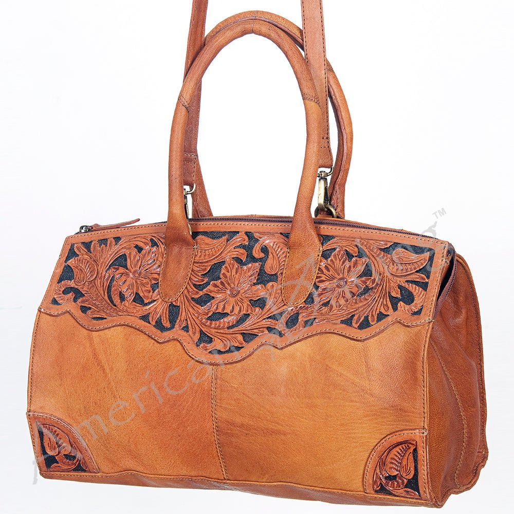 American Darling Duffel Hand Tooled Hair-On Genuine Leather