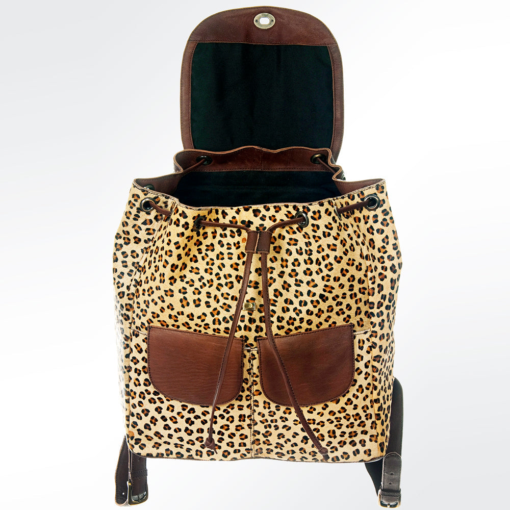 American Darling Backpack Hair-On Cowhide Genuine Vegetable Tanned Leather Drawstring Western Travel Bag 15in X 14in X 7in