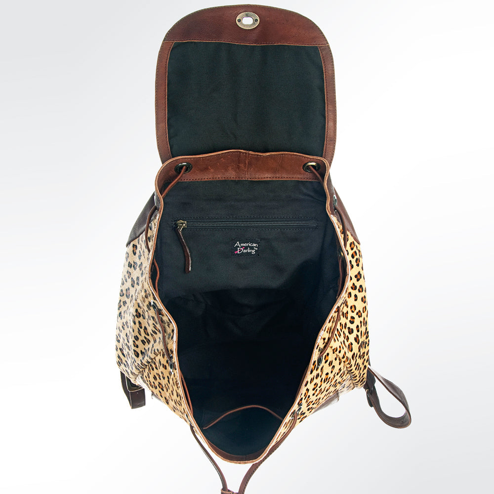 American Darling Backpack Hair-On Cowhide Genuine Vegetable Tanned Leather Drawstring Western Travel Bag 15in X 14in X 7in