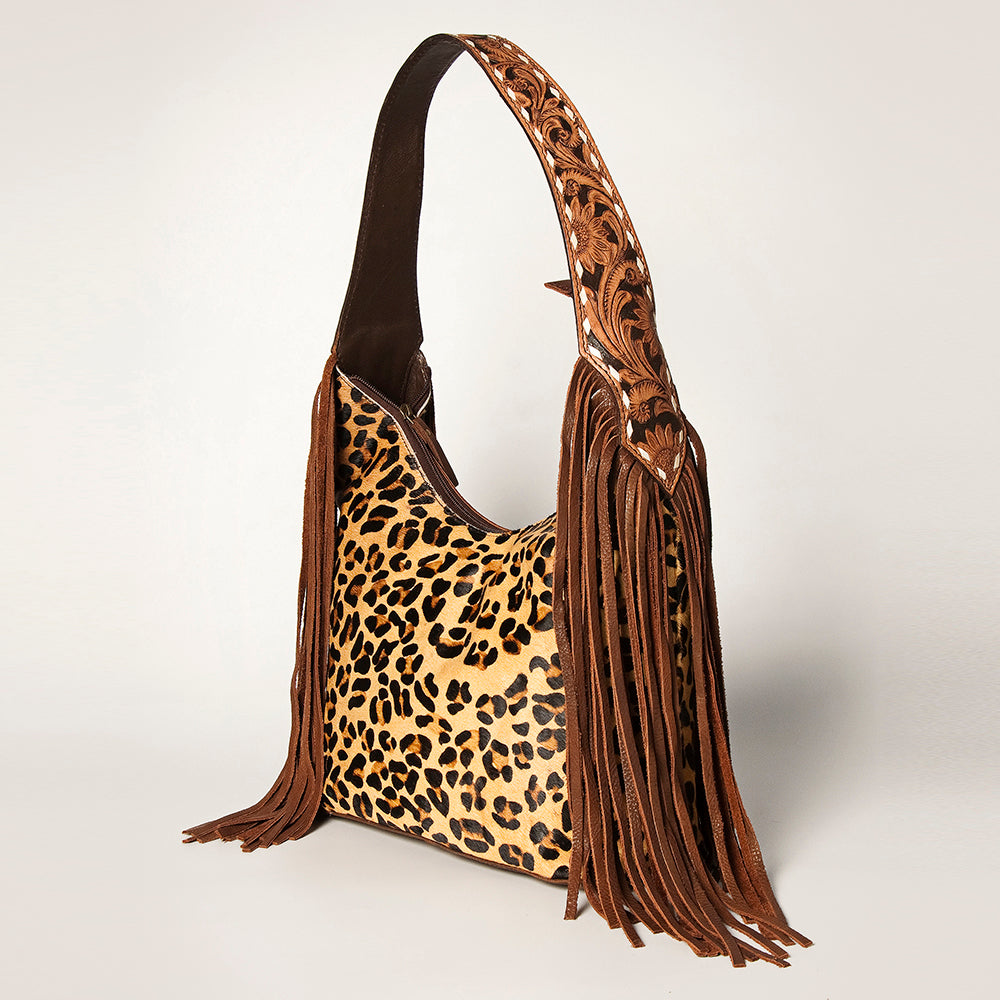 American Darling Western Hobo Bag - Hand Tooled Floral Leather & Fringes