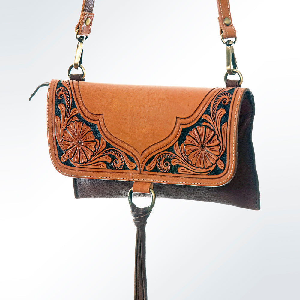 American Darling Hand-Tooled Genuine Leather Small Crossbody Bag