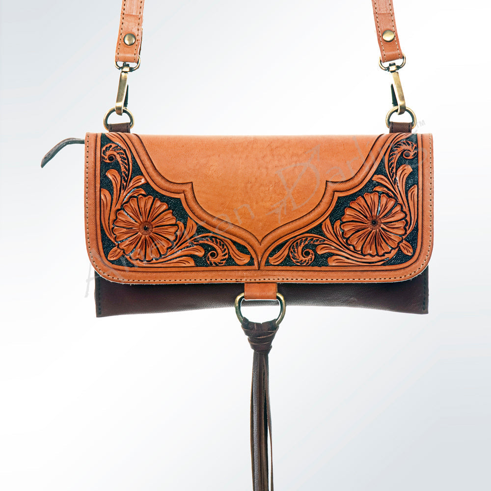 American Darling Hand-Tooled Genuine Leather Small Crossbody Bag