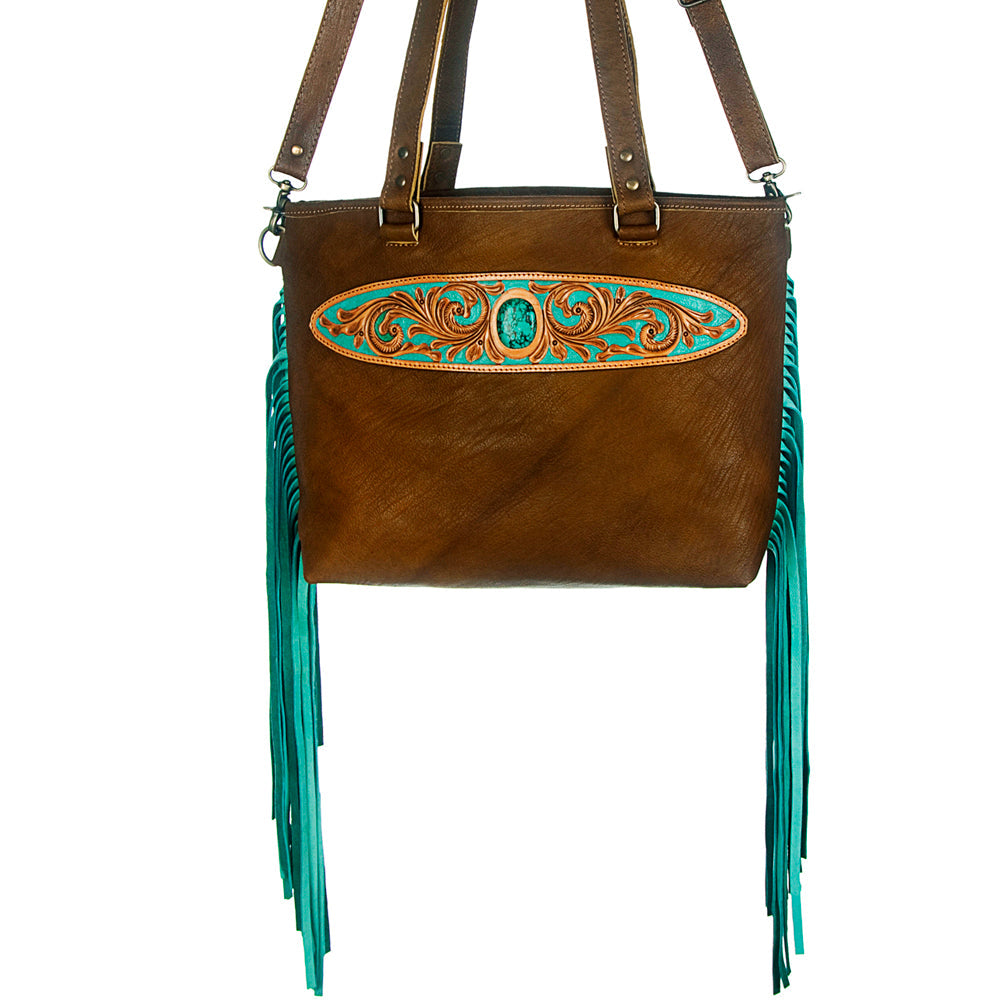 American Darling Hand-Tooled Genuine Leather Tote