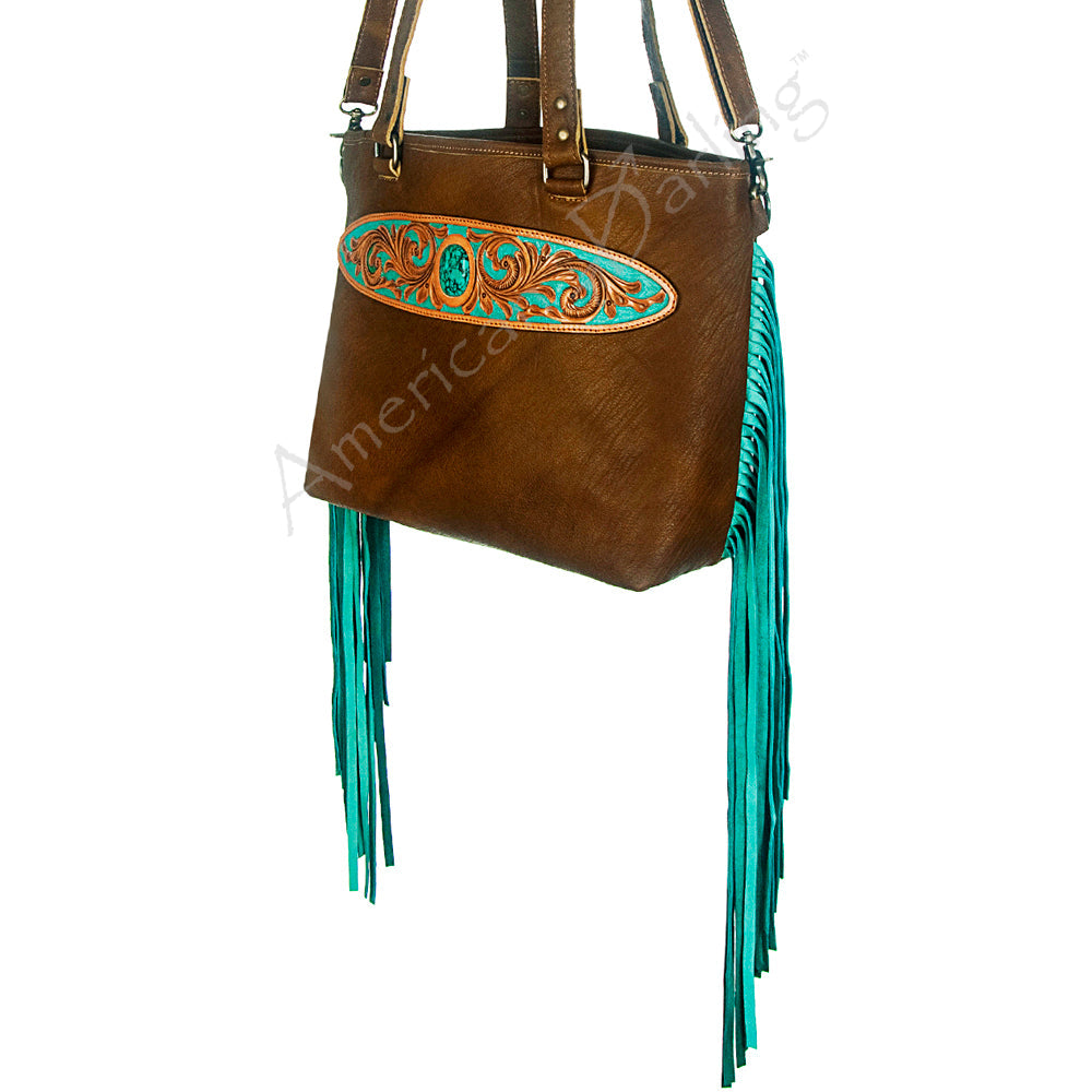 American Darling Hand-Tooled Genuine Leather Tote