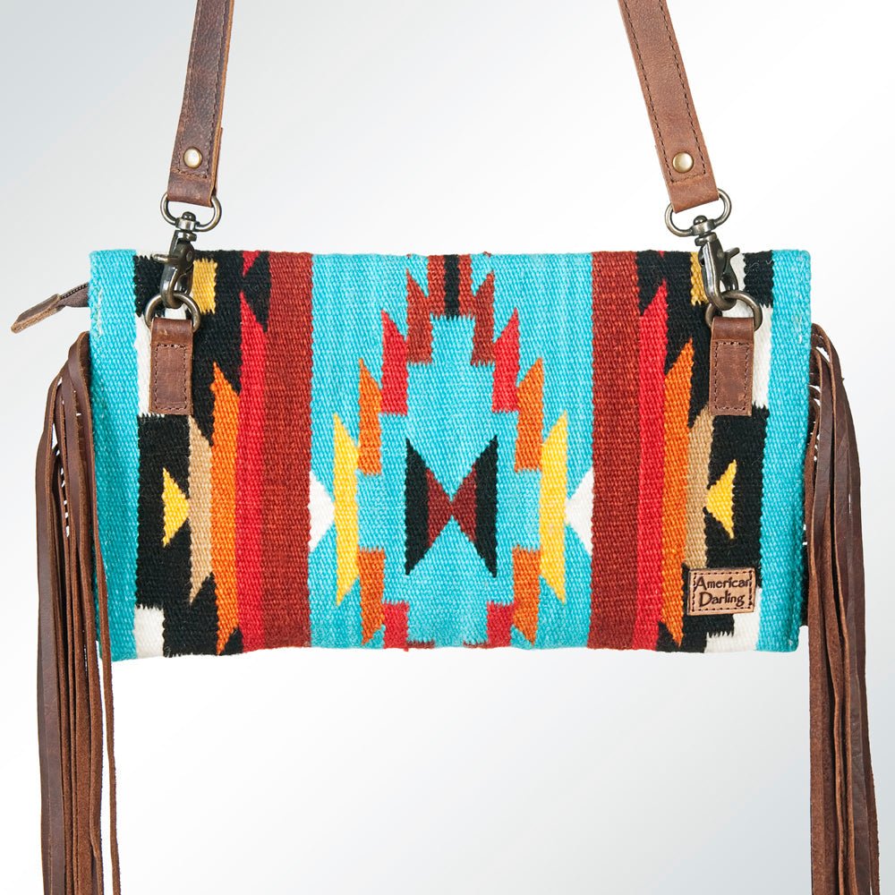 American Darling Small Crossbody Hand Tooled Saddle Blanket Genuine Leather