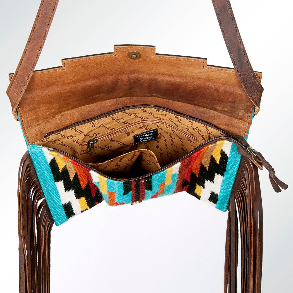 American Darling Small Crossbody Hand Tooled Saddle Blanket Genuine Leather