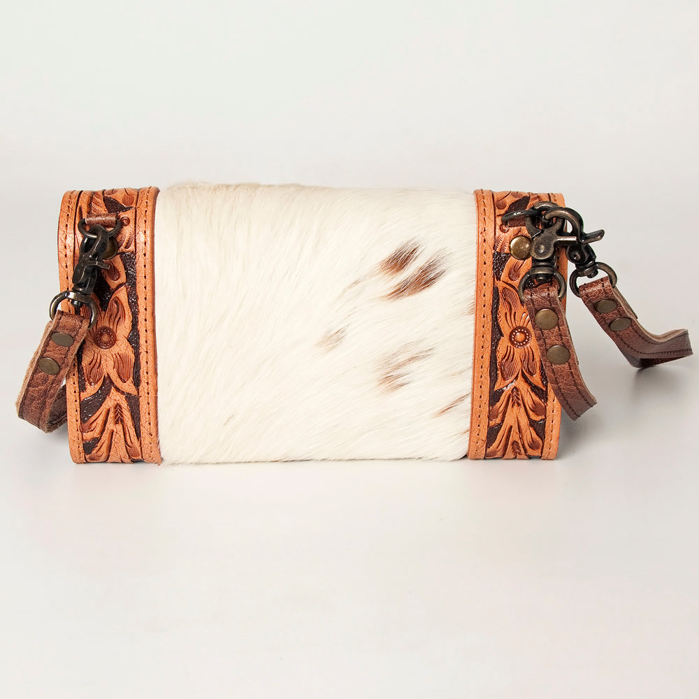 American Darling Wallet Bag Hand Tooled Genuine Vegetable Tanned Leather Hair-On Cowhide Crossbody Purse with YKK Zipper