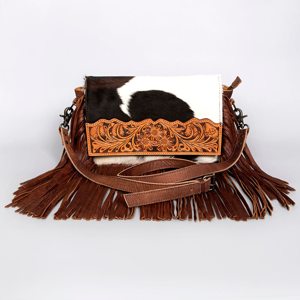 American Darling Hand-Tooled Hair-On Genuine Leather Clutch