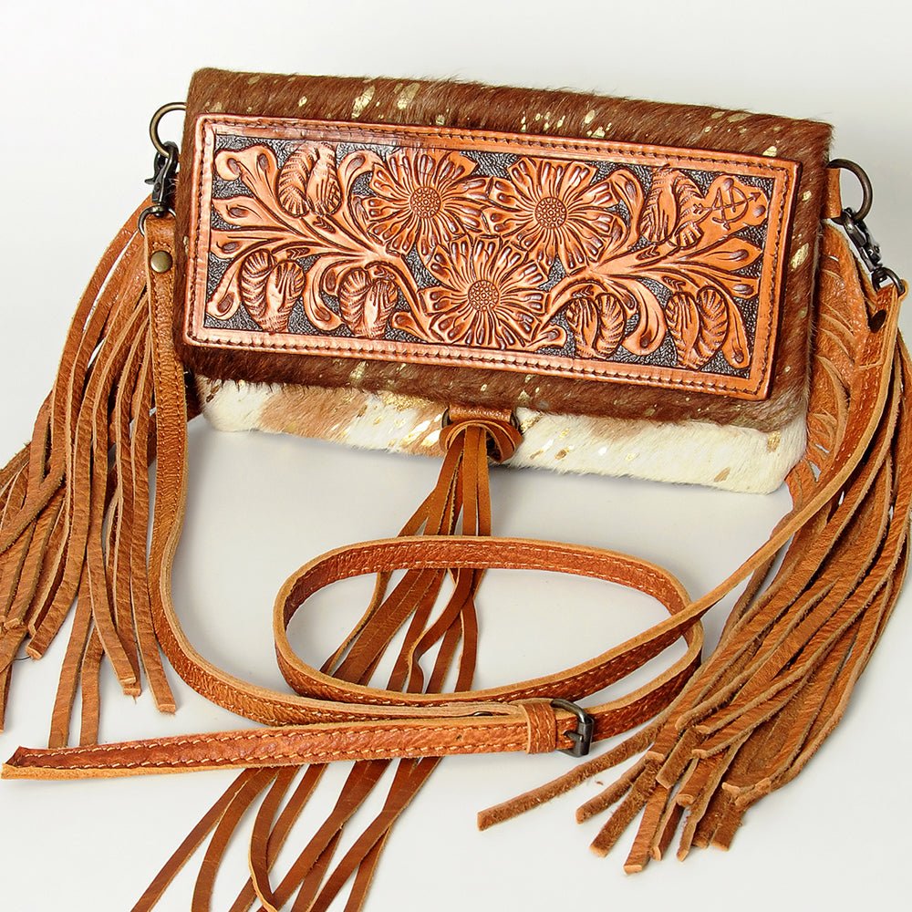 American Darling Hand-Tooled Hair-On Genuine Leather Wallet