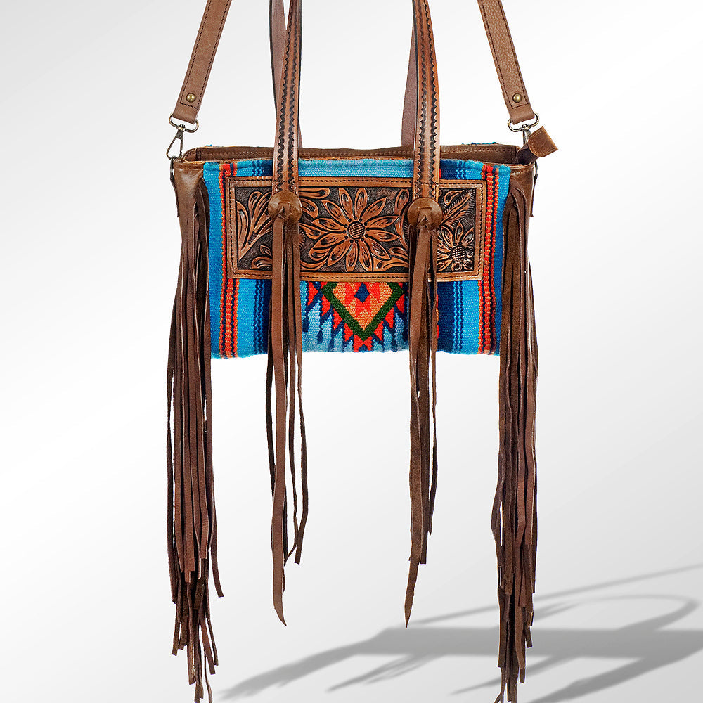 American Darling Hand-Tooled Saddle Blanket Leather Tote