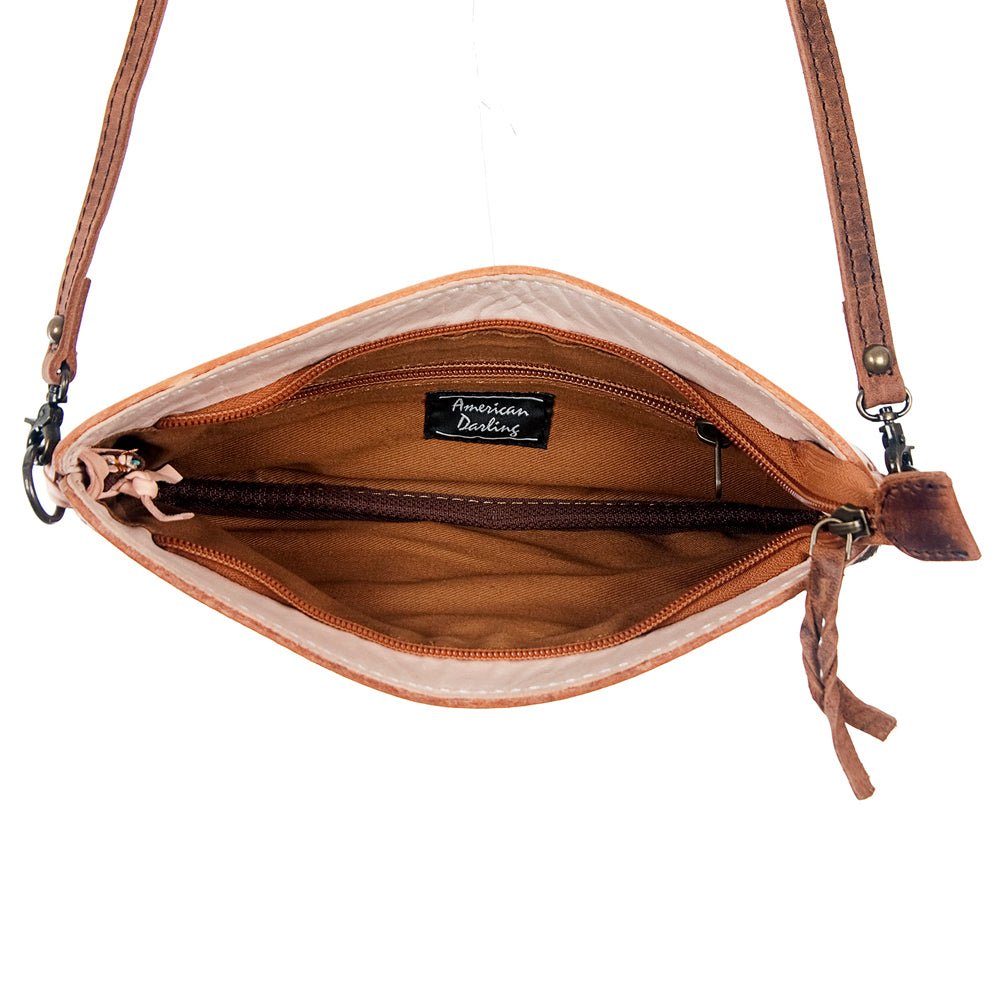 American Darling Small Crossbody Hand Tooled Hair-On Genuine Leather