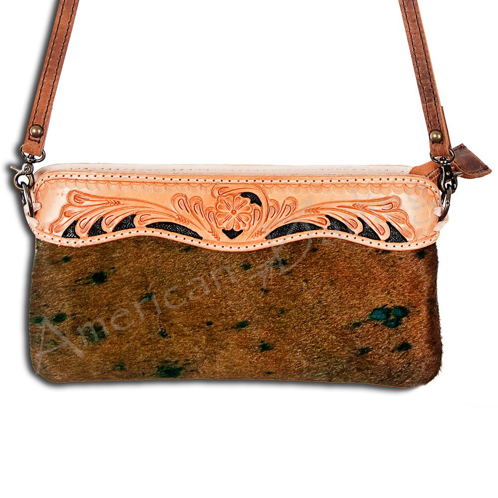 American Darling Small Crossbody Hand Tooled Hair-On Genuine Leather