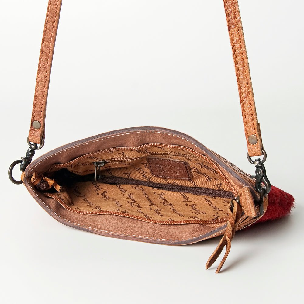 American Darling Small Crossbody Hand Tooled Hair-On Genuine Leather