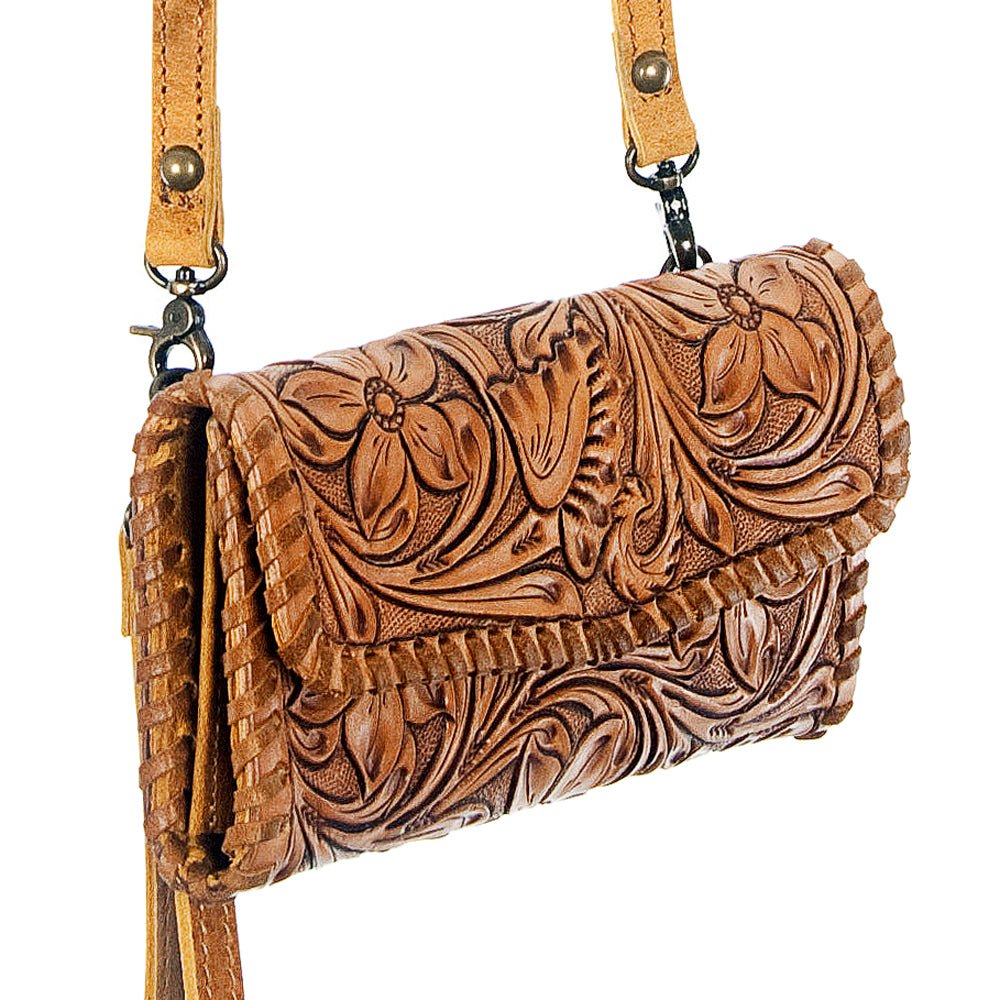 American Darling Hand-Tooled Genuine Leather Small Crossbody Bag