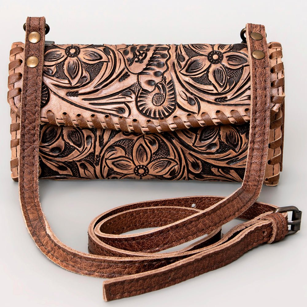American Darling Hand-Tooled Genuine Leather Small Crossbody Bag
