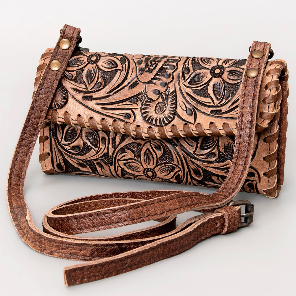 American Darling Hand-Tooled Genuine Leather Small Crossbody Bag