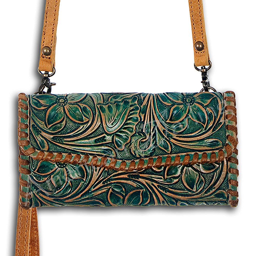 American Darling Hand-Tooled Genuine Leather Small Crossbody Bag