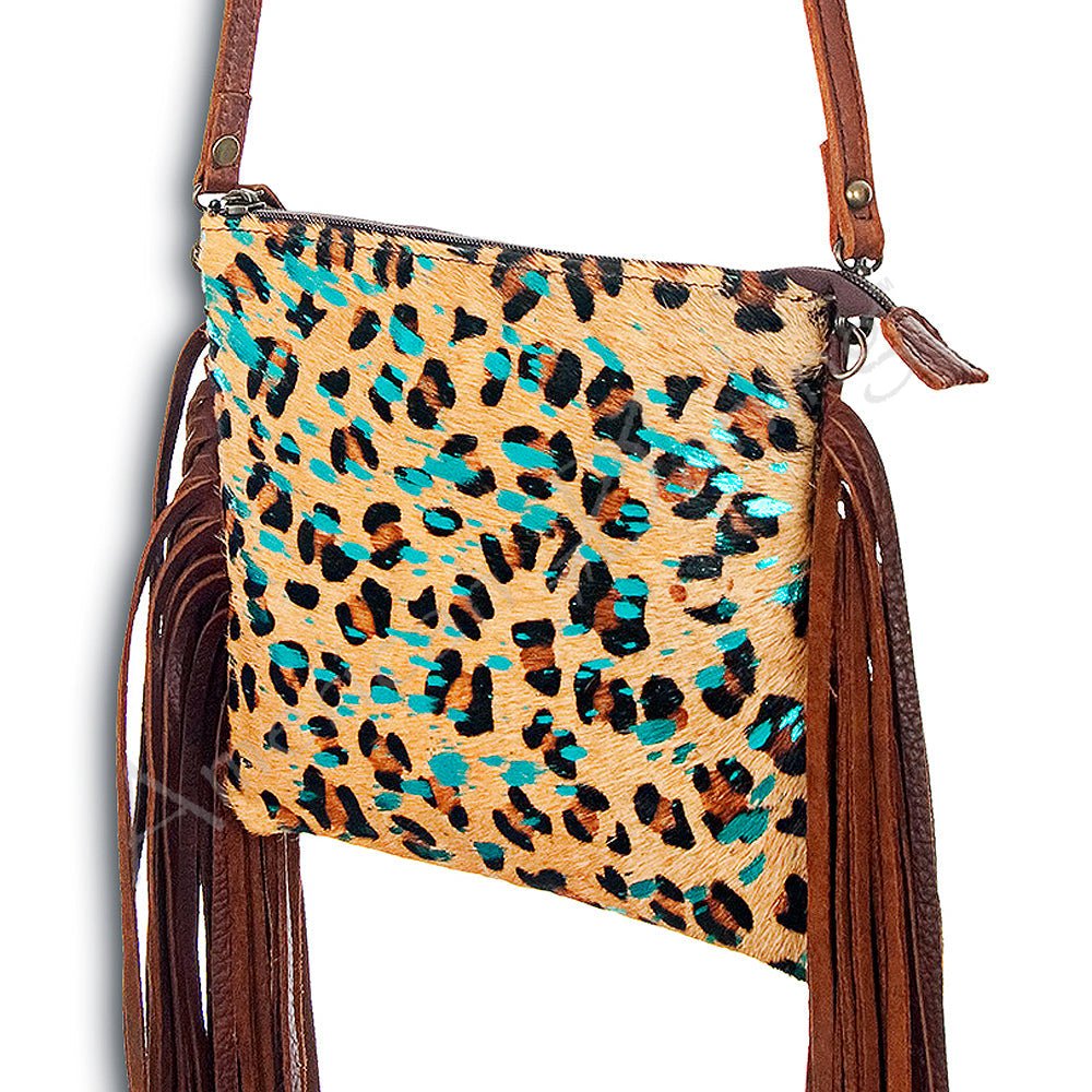 American Darling Western Small Crossbody Bag – Genuine Hair-On Cowhide Leather with Fringes, Adjustable Strap, Handcrafted in Texas