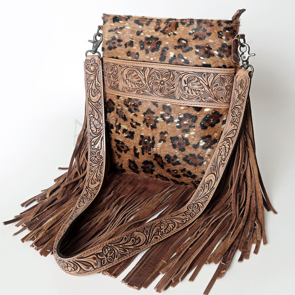 American Darling Messenger Hand Tooled Hair On Genuine Leather Western Women Bag Handbag Purse | Cute