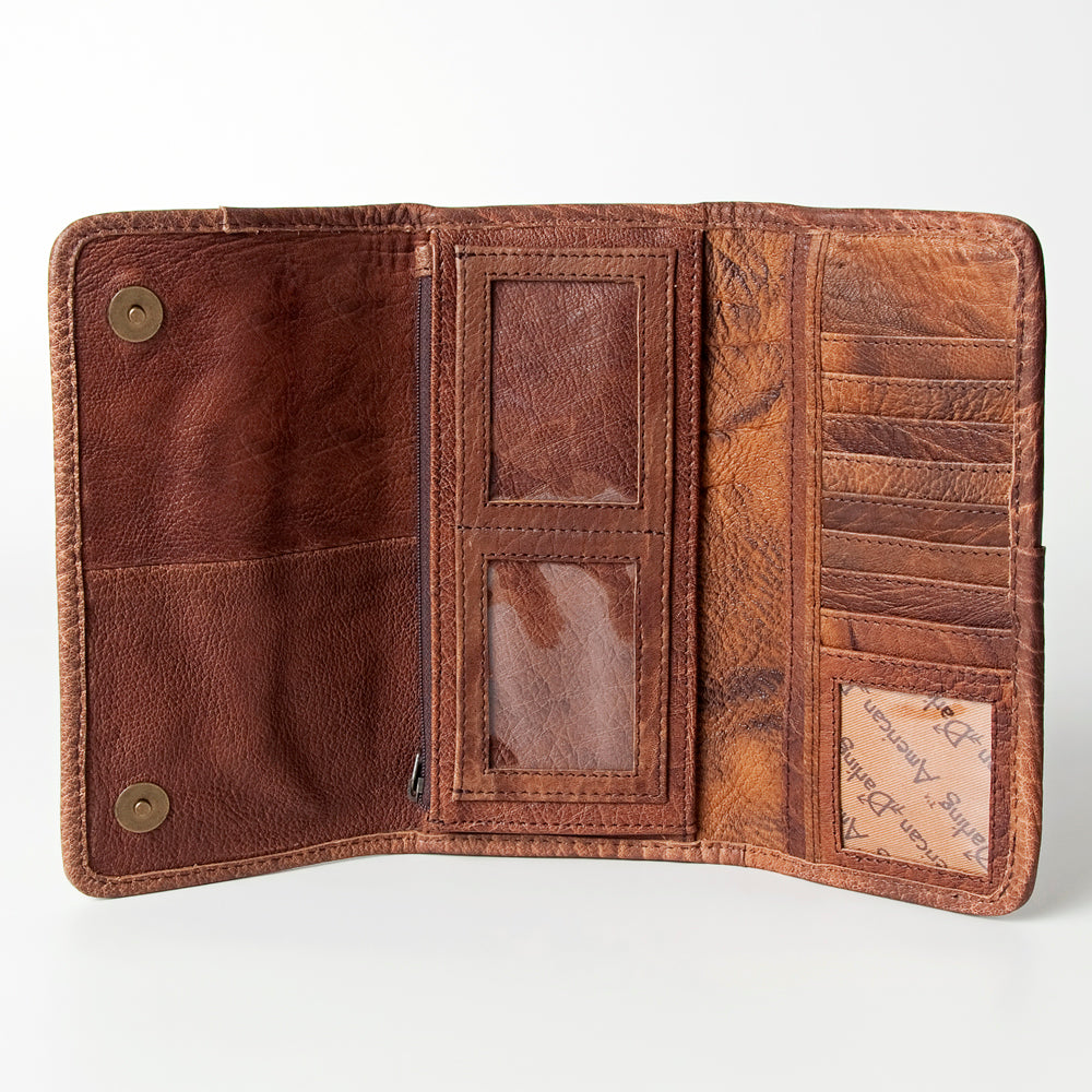 American Darling Western Wallet Bag Hair-On Cowhide Genuine Vegetable Tanned Leather Travel Clutch with YKK Zipper