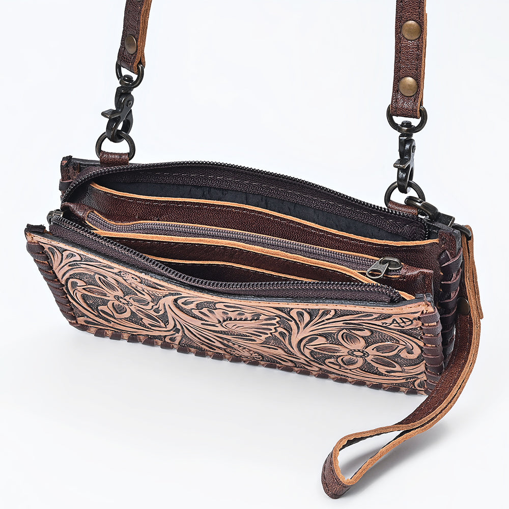 American Darling Wallet Bag Braided Hair-On Cowhide Leather Crossbody Purse Well-compartmentalized with YKK Zipper