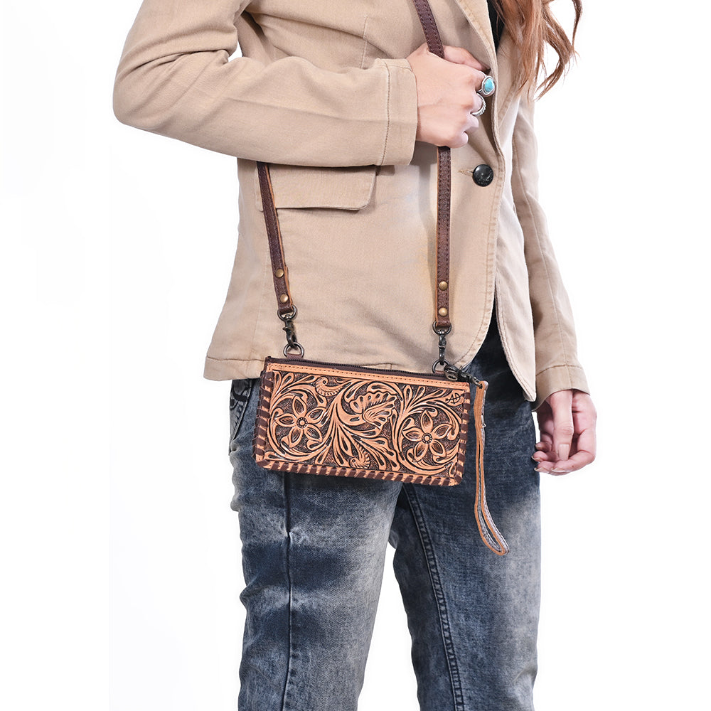 American Darling Wallet Bag Braided Hair-On Cowhide Leather Crossbody Purse Well-compartmentalized with YKK Zipper