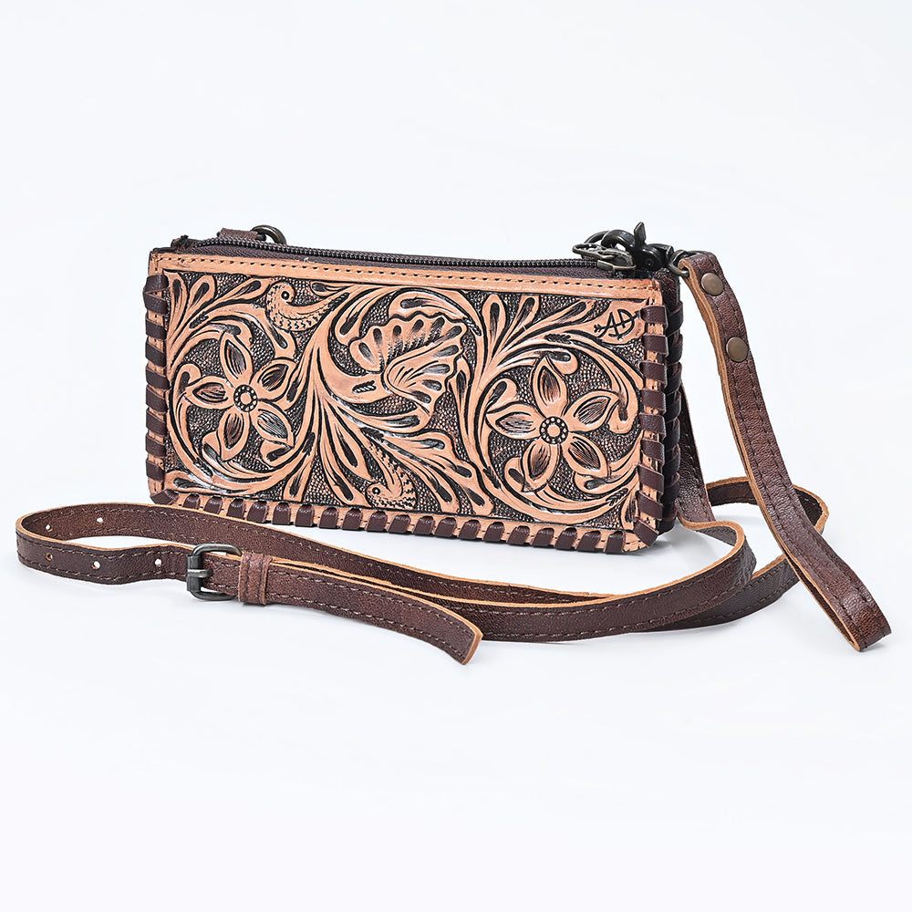 American Darling Wallet Bag Braided Hair-On Cowhide Leather Crossbody Purse Well-compartmentalized with YKK Zipper