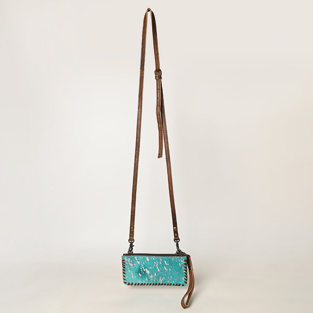 American Darling Wallet Bag Braided Hair-On Cowhide Leather Crossbody Purse Well-compartmentalized with YKK Zipper