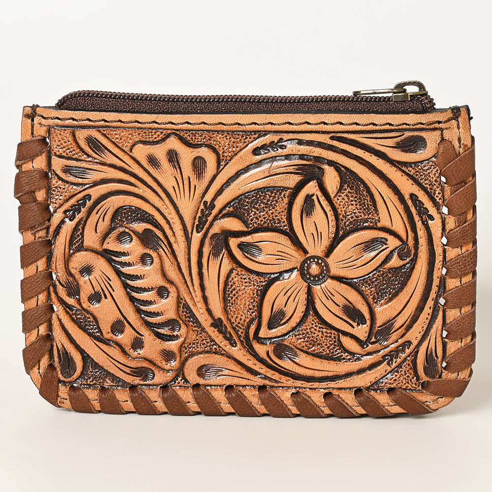 American Darling Coin Purse Bag Braided Hair-On Cowhide Genuine Leather Mini Pouch with YKK Zipper
