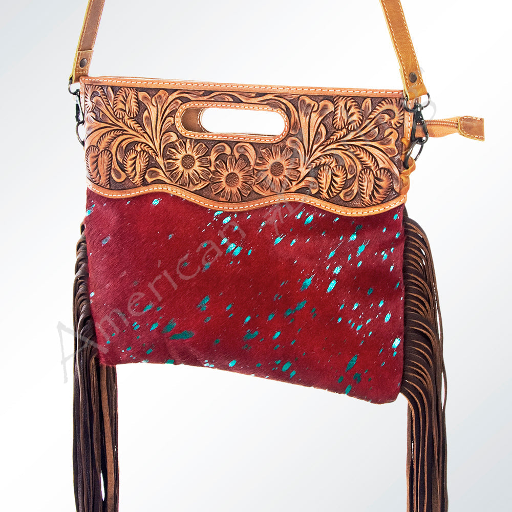 American Darling Clutch Hand Tooled Saddle Blanket Fabric Genuine Leather Western Women Bag Handbag Purse | Purses for Cute
