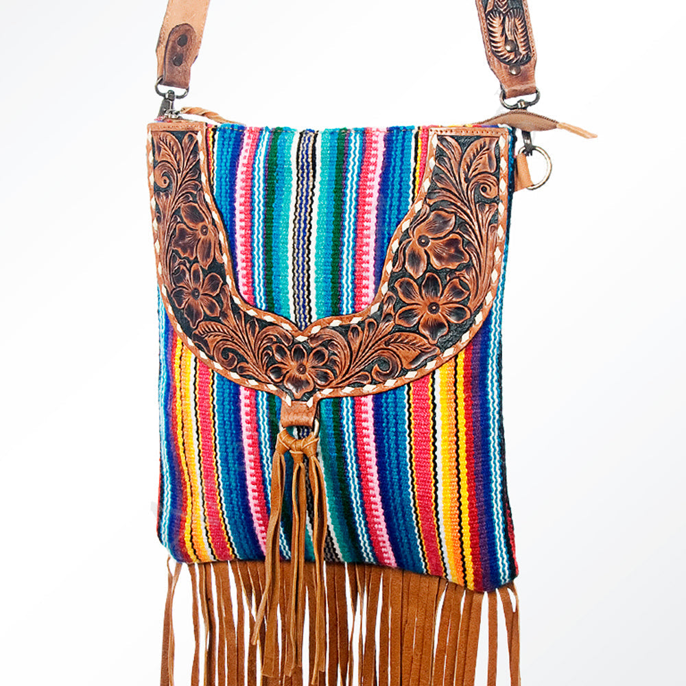 American Darling Crossbody Hand Tooled Hair-on Genuine Leather