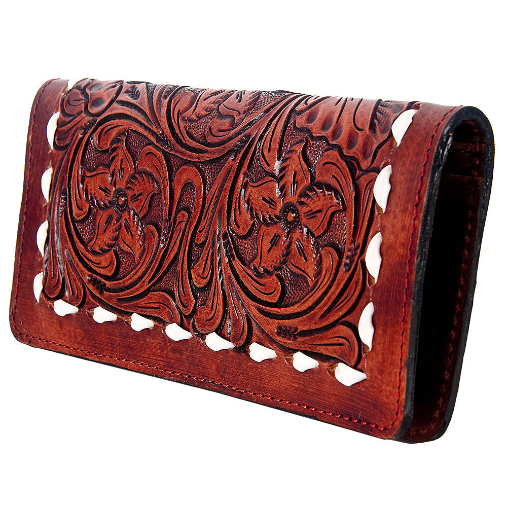 American Darling Western Clutch Bag Hand Tooled Floral Carved Genuine Vegetable Tanned Leather Purse with YKK Zipper