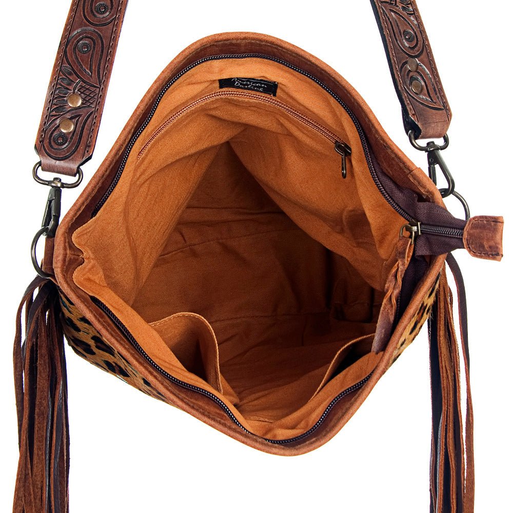 American Darling Large Crossbody Hand Tooled Hair-On Genuine Leather